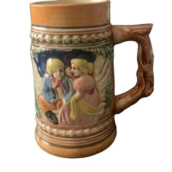 Vintage German Style Beer Mug Stein Happy Couple Made in Japan Unique Style Rare - Picture 1 of 9